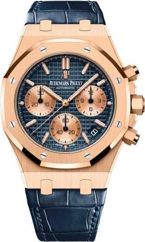 Audemars Piguet Royal Oak 41mm Selfwinding Chronograph Rose Gold Blue Dial Strap – 26239OR.OO.D315CR.01