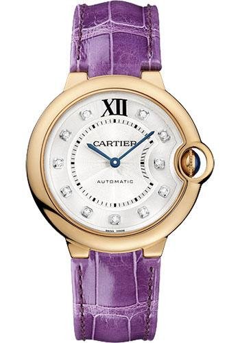 Cartier Ballon Bleu de Cartier Watch – Medium Pink Gold Case – Diamond Dial – Alligator Strap – WE902028