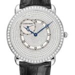 Cartier Ronde Louis Cartier Watch – Extra large White Gold Diamond Case – Full Diamond Paved Dial – Alligator Strap – WR007003