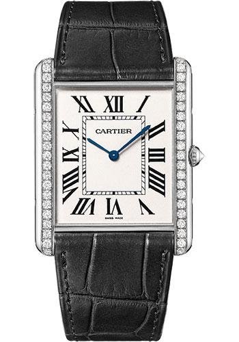 Cartier Tank Louis Cartier Watch – Extra large White Gold Diamond Case – Black Alligator Strap – WT200006